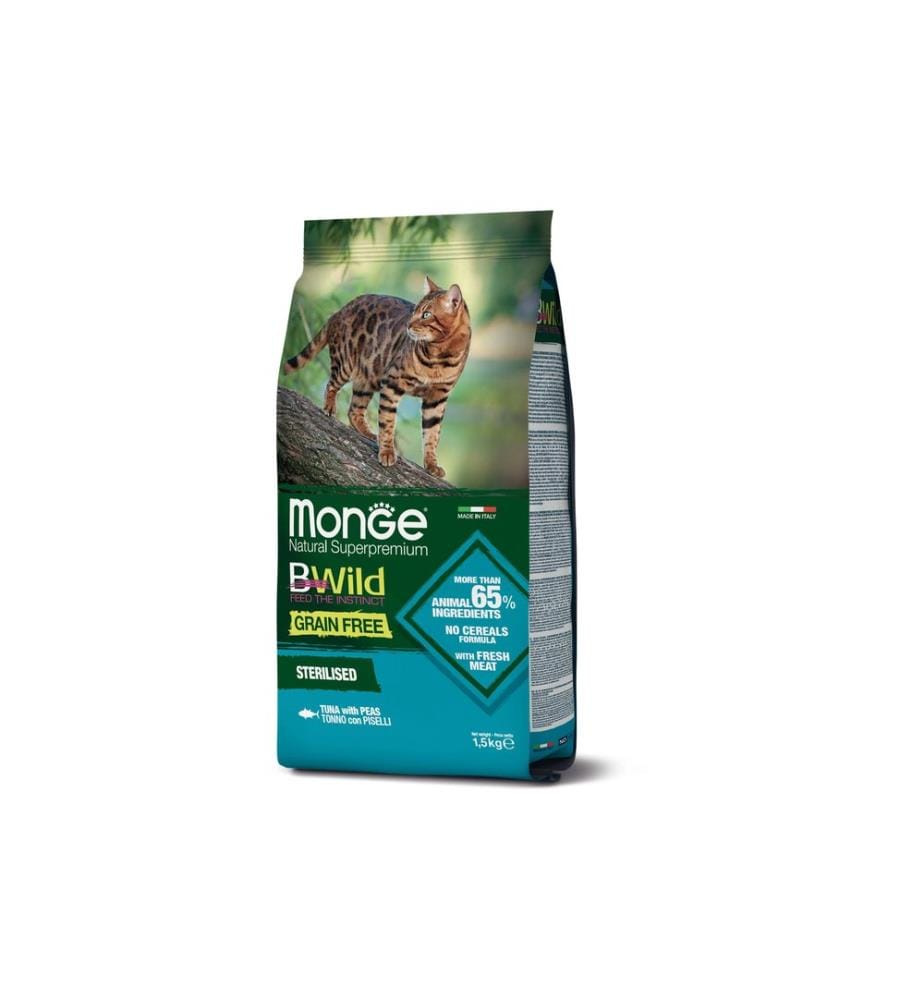 MONGE - Alimentation sèche Chat Bwild GF Stérilisé Thon 1.5 kg