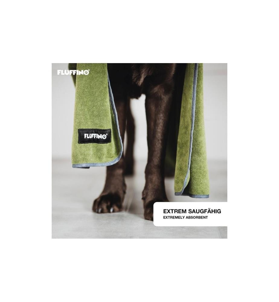 Fluffino - Set de serviettes pour chiens, Vert / Bleu, M