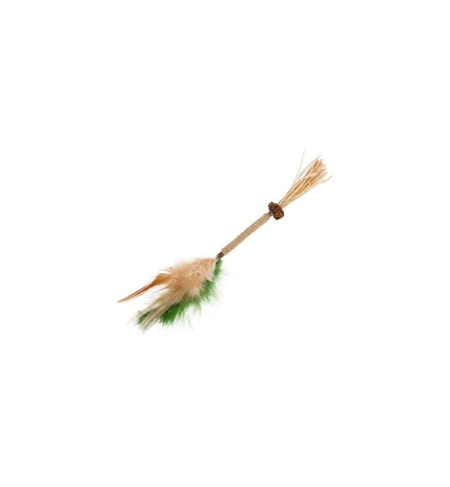 WOUAPY - Jouet pour chat Baguette avec plumes et raphia