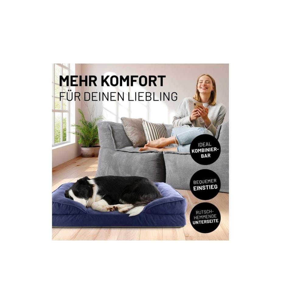 Lumaland - Lit pour chien Indoor Cord M Bleu foncé