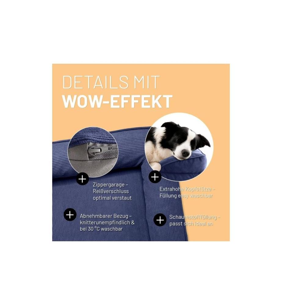 Lumaland - Lit pour chien Indoor Cord M Bleu foncé
