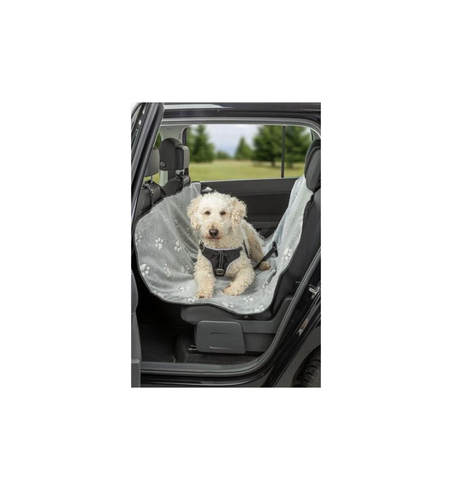 Trixie Autositzbezug Fleece Polyester Grau Pfotenmuster Schwarz