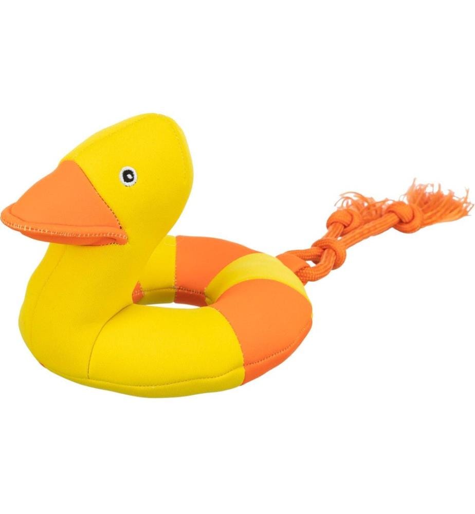 Trixie Jouet de piscine Aqua Toy Canard sur corde, 20 cm, Jaune/Orange