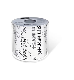 Paper + Design - Toilettenpapier Shit happens  Rollen, 3-lagig, Weiss