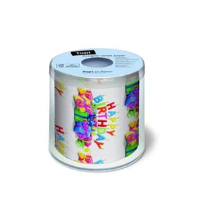 Paper + Design - Toilettenpapier Happy B-day 1 Rollen, 3-lagig, Mehrfarbig