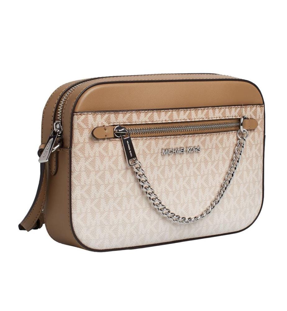 Schultertasche mit grosser Kette - Beige
