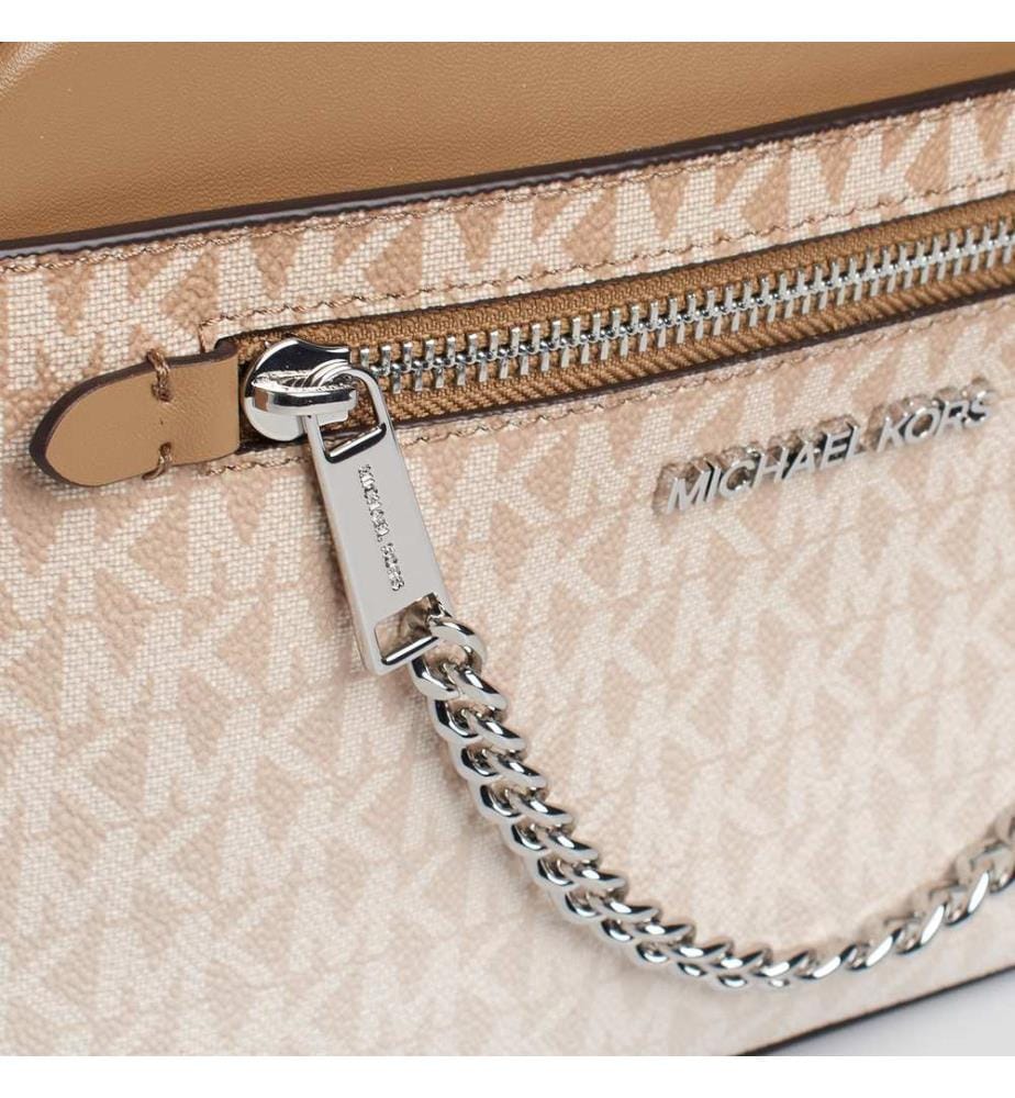 Schultertasche mit grosser Kette - Beige