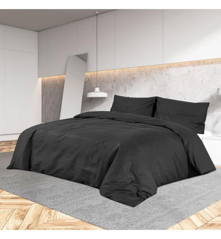 Bettwäsche-Set Schwarz 140x200 cm Leichte Mikrofaser