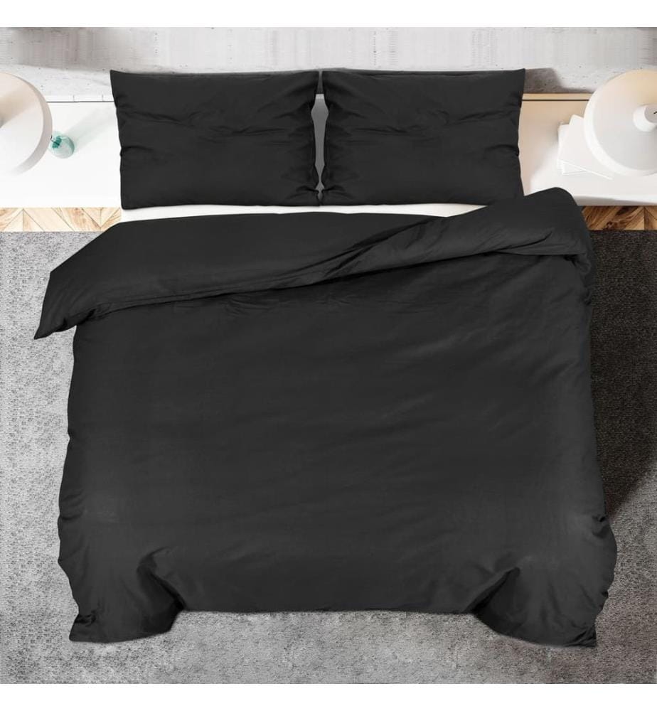 Bettwäsche-Set Schwarz 200x200 cm Leichte Mikrofaser