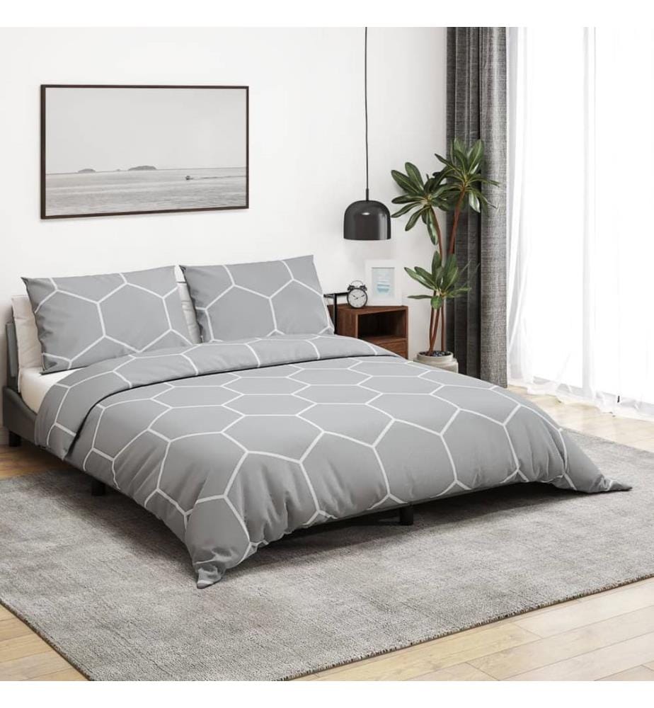 Bettwäsche-Set Grau 140x200 cm Baumwolle