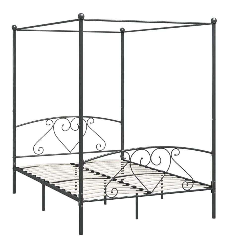 Himmelbett-Gestell Grau Metall 160 x 200 cm