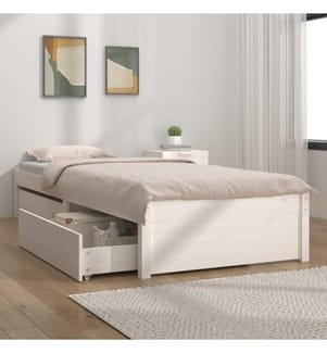 Cadre de lit sans matelas avec tiroirs blanc