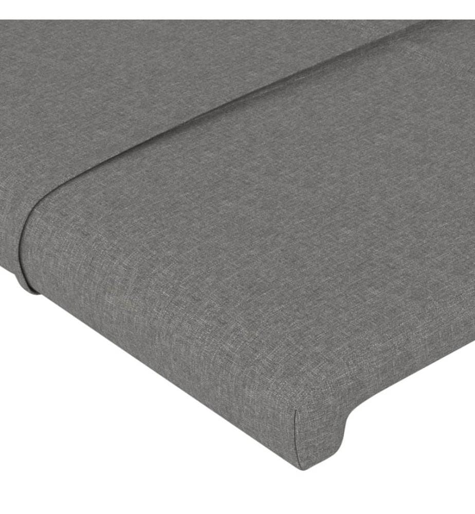 Tête de lit Gris foncé 200x5x118/128 cm Tissu