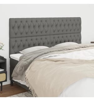 Tête de lit Gris foncé 200 x 7 x 118/128 cm Tissu