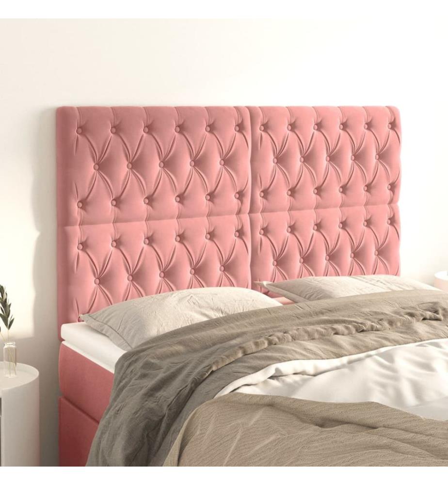 Tête de lit Rose 144x7x118/128 cm Velours