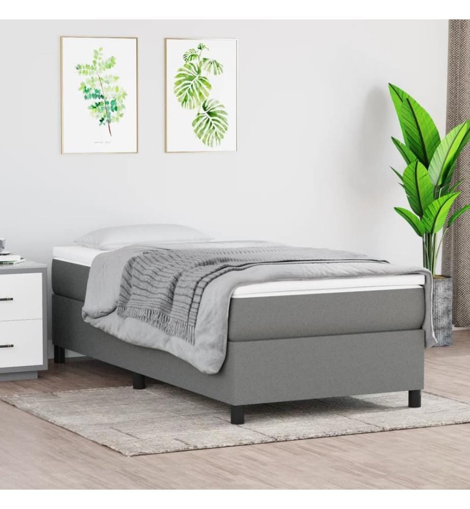 Cadre de lit gris foncé 90x200 cm tissu