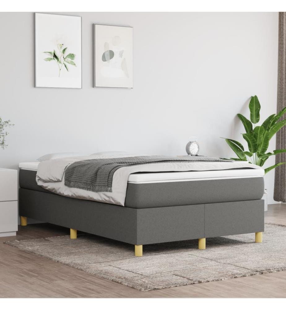 Cadre de lit gris foncé 120x200 cm tissu