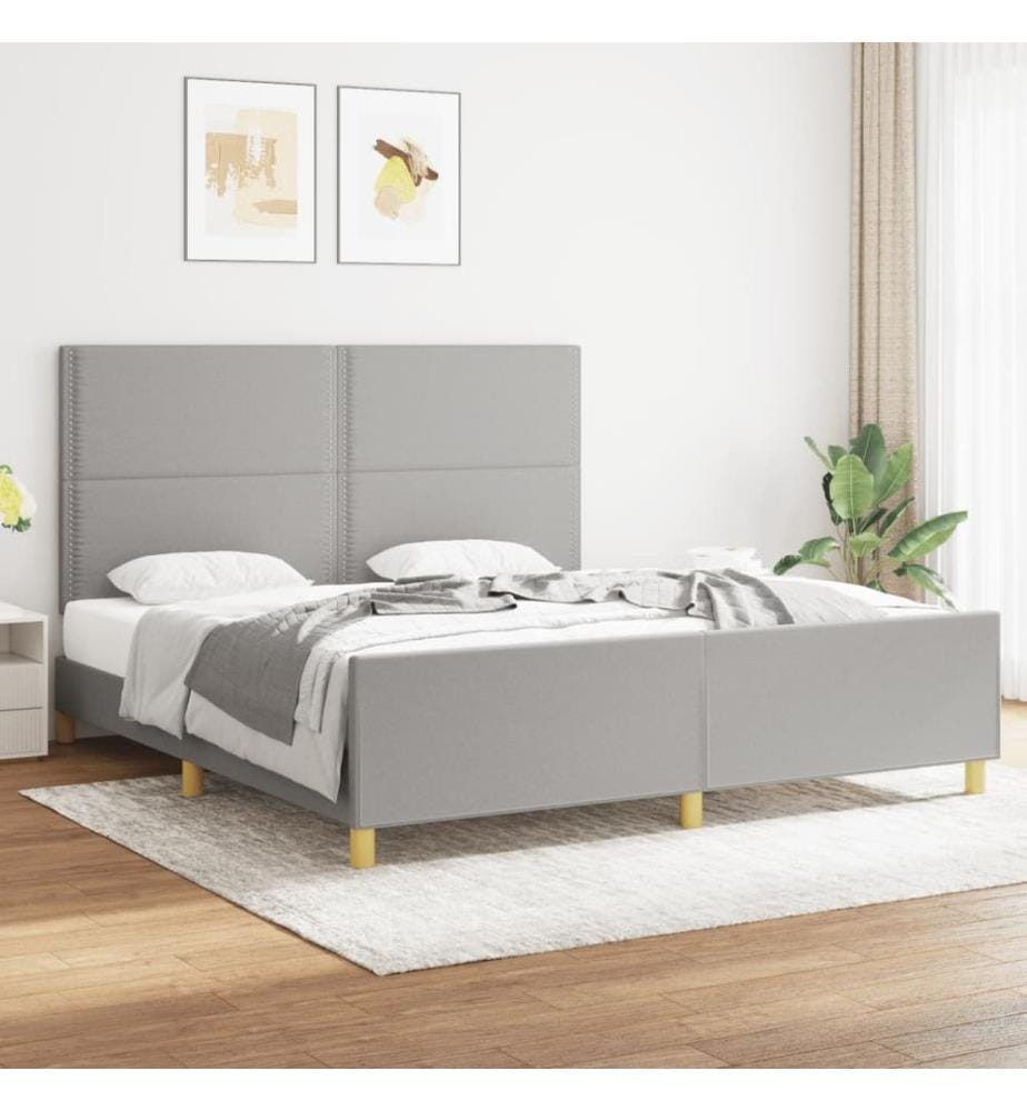 Bettgestell ohne Matratze Hellgrau 180x200 cm Stoff