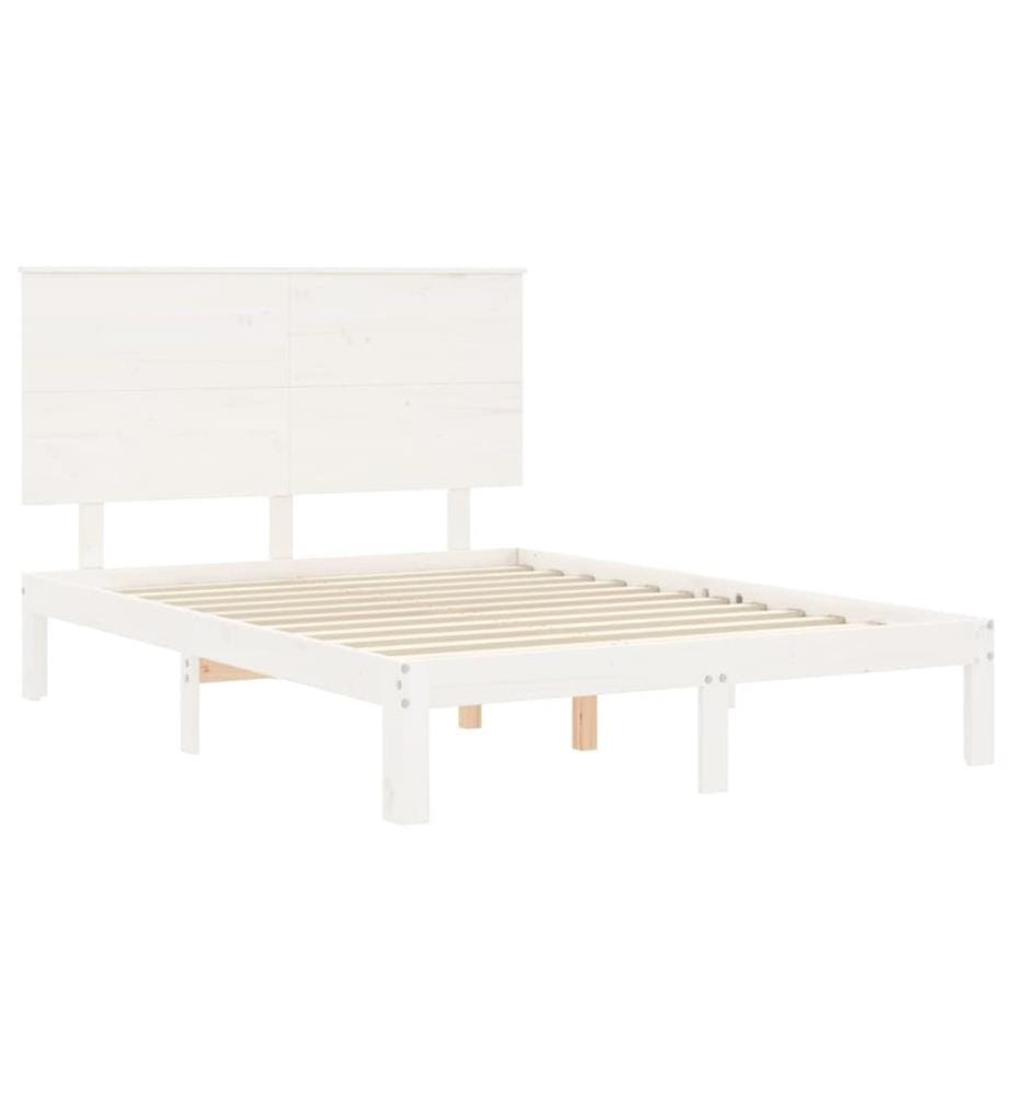 Cadre de lit sans matelas blanc bois de pin massif