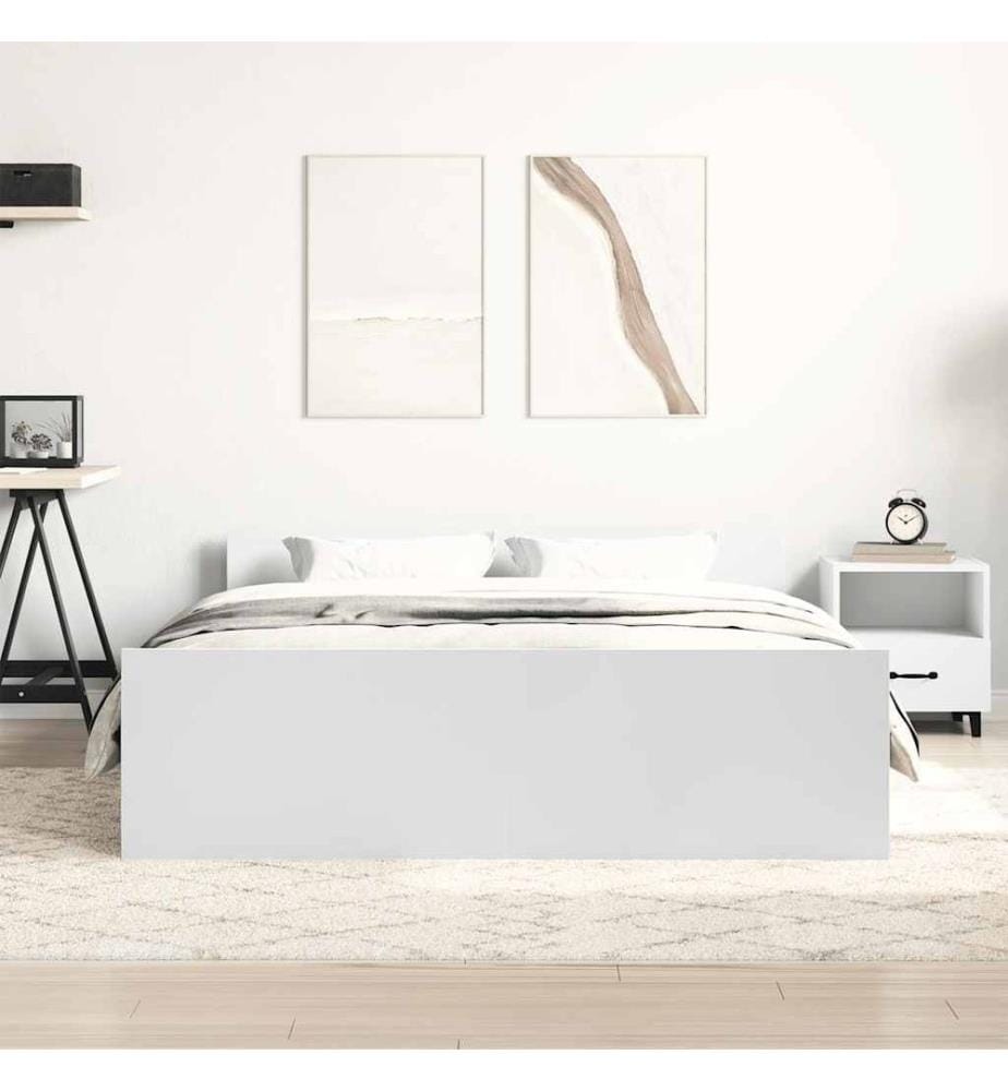 Bettgestell mit Kopf- und Fussteil Weiss 120x200 cm