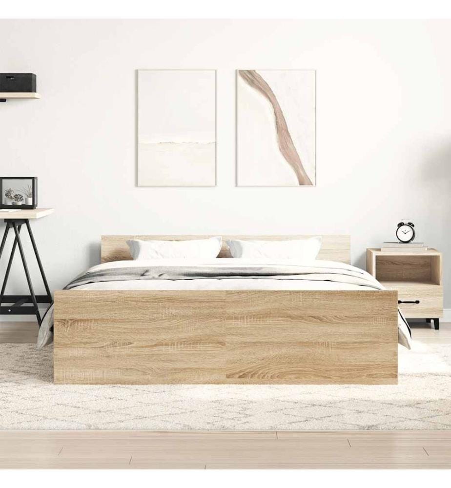 Cadre de lit sans matelas chêne sonoma 140x200 cm