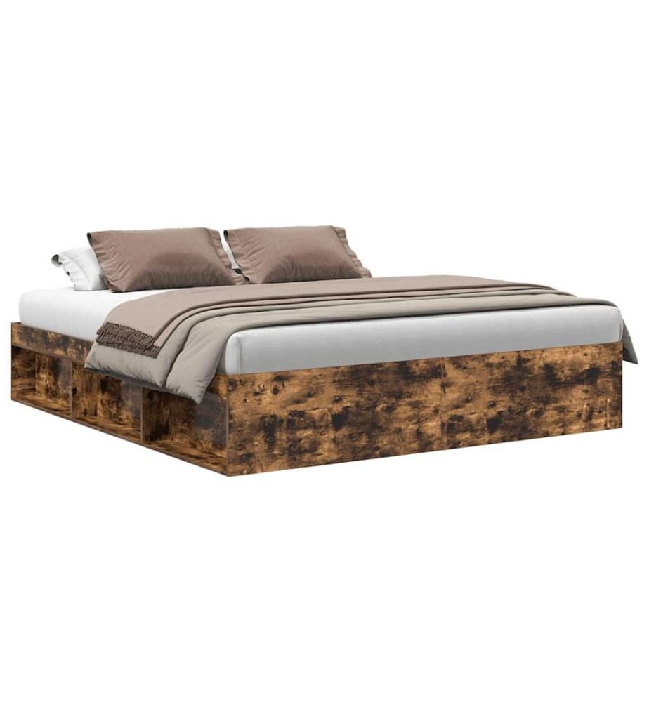 Cadre de lit sans matelas chêne fumé 180x200 cm