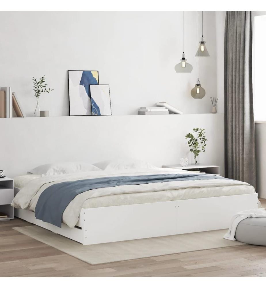 Bettgestell mit Schubladen Weiss 160x200 cm Holzwerkstoff