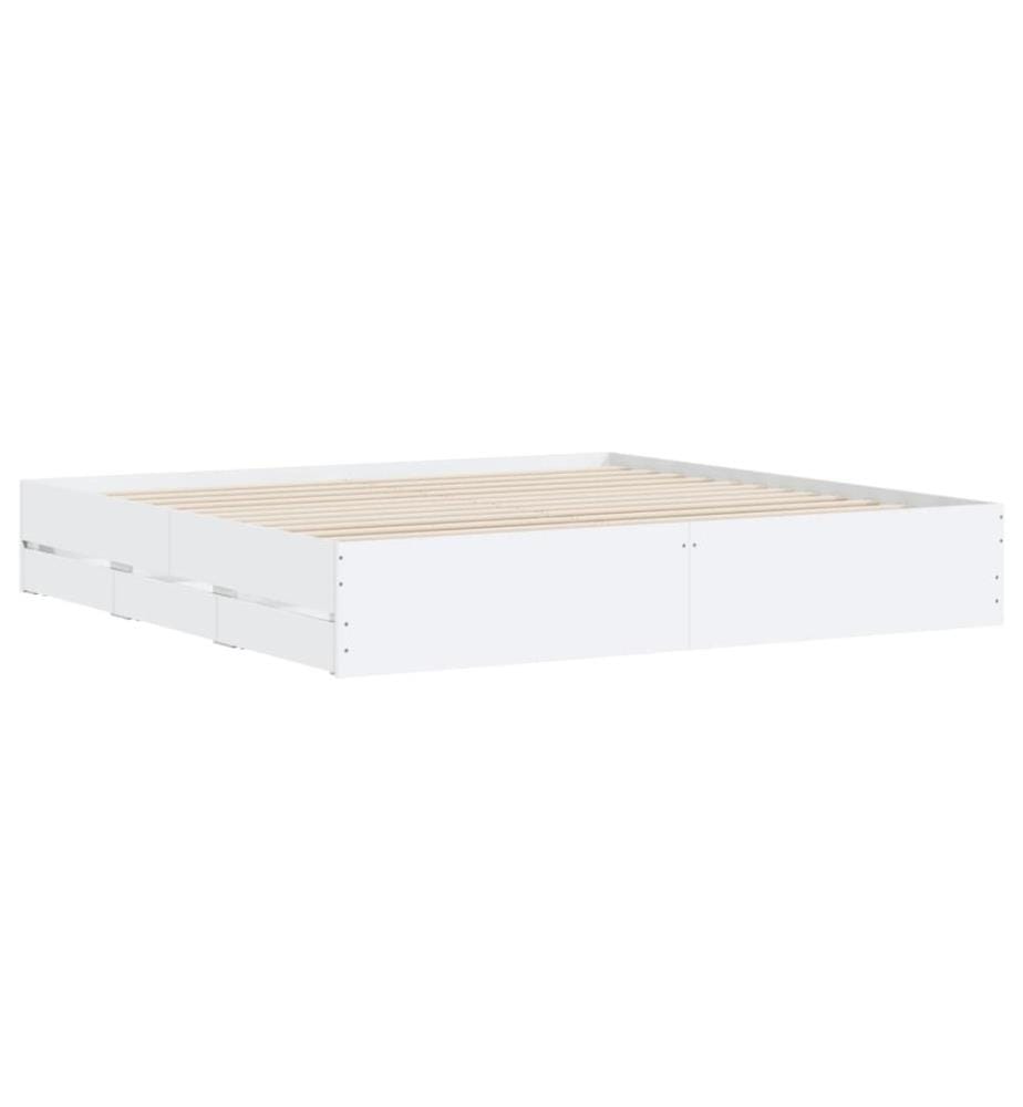 Bettgestell mit Schubladen Weiss 160x200 cm Holzwerkstoff