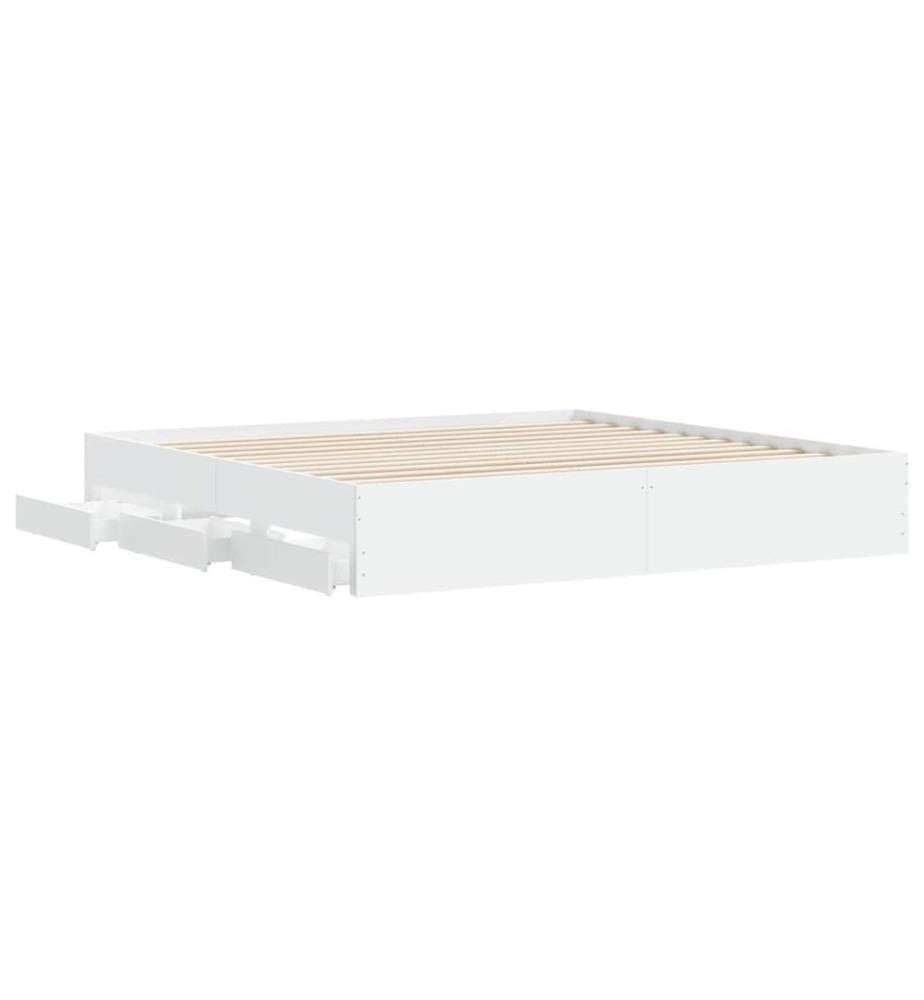 Bettgestell mit Schubladen Weiss 160x200 cm Holzwerkstoff