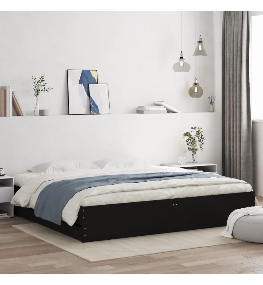 Bettgestell mit Schubladen Schwarz 160x200 cm Holzwerkstoff