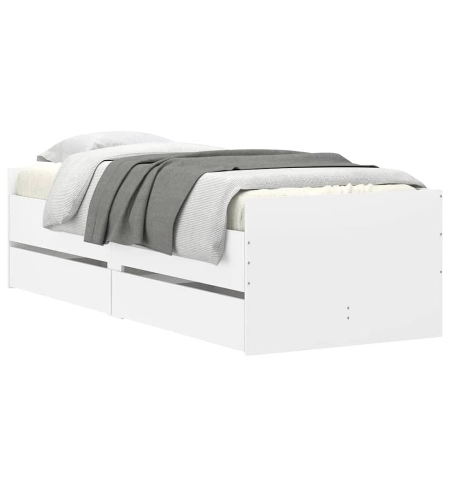 Cadre de lit avec tiroirs sans matelas blanc 90x190 cm