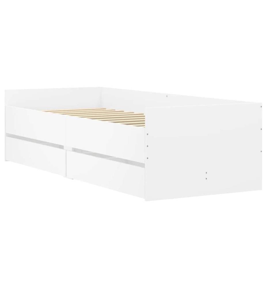 Cadre de lit avec tiroirs sans matelas blanc 90x190 cm