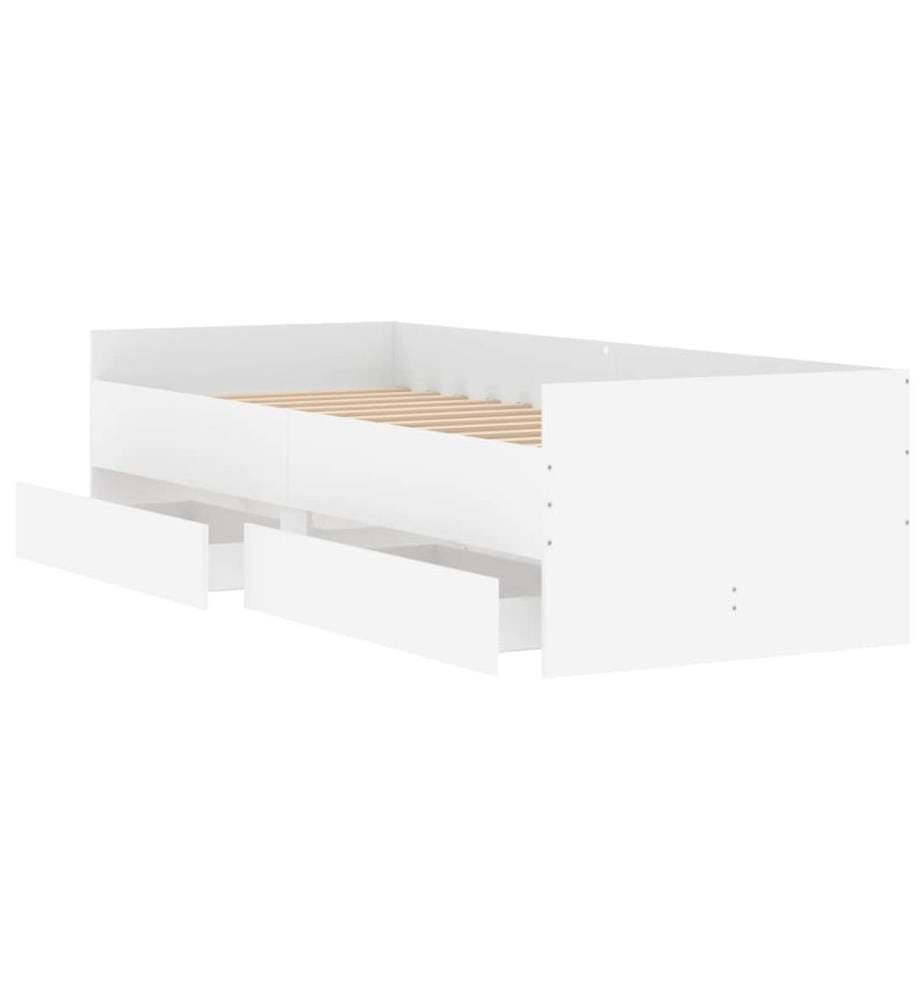 Cadre de lit avec tiroirs sans matelas blanc 90x190 cm