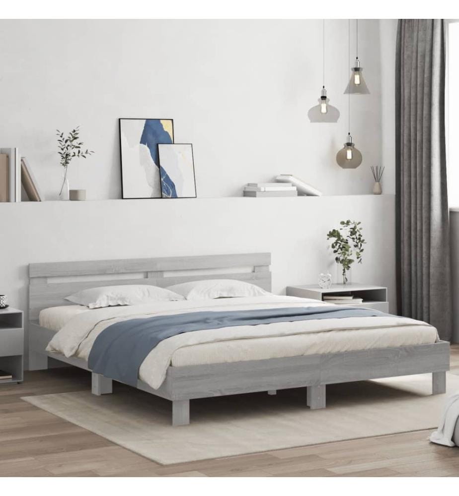 Cadre de lit sans matelas sonoma gris 200x200 cm