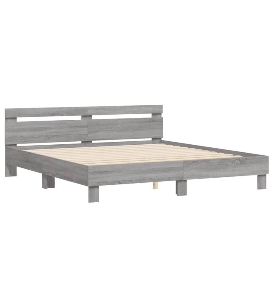 Cadre de lit sans matelas sonoma gris 200x200 cm