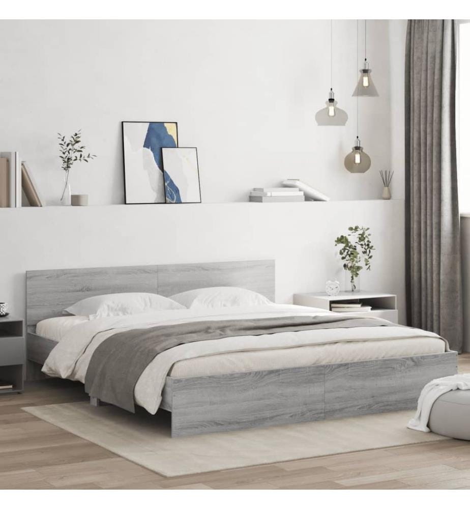 Cadre de lit sans matelas sonoma gris 160x200 cm