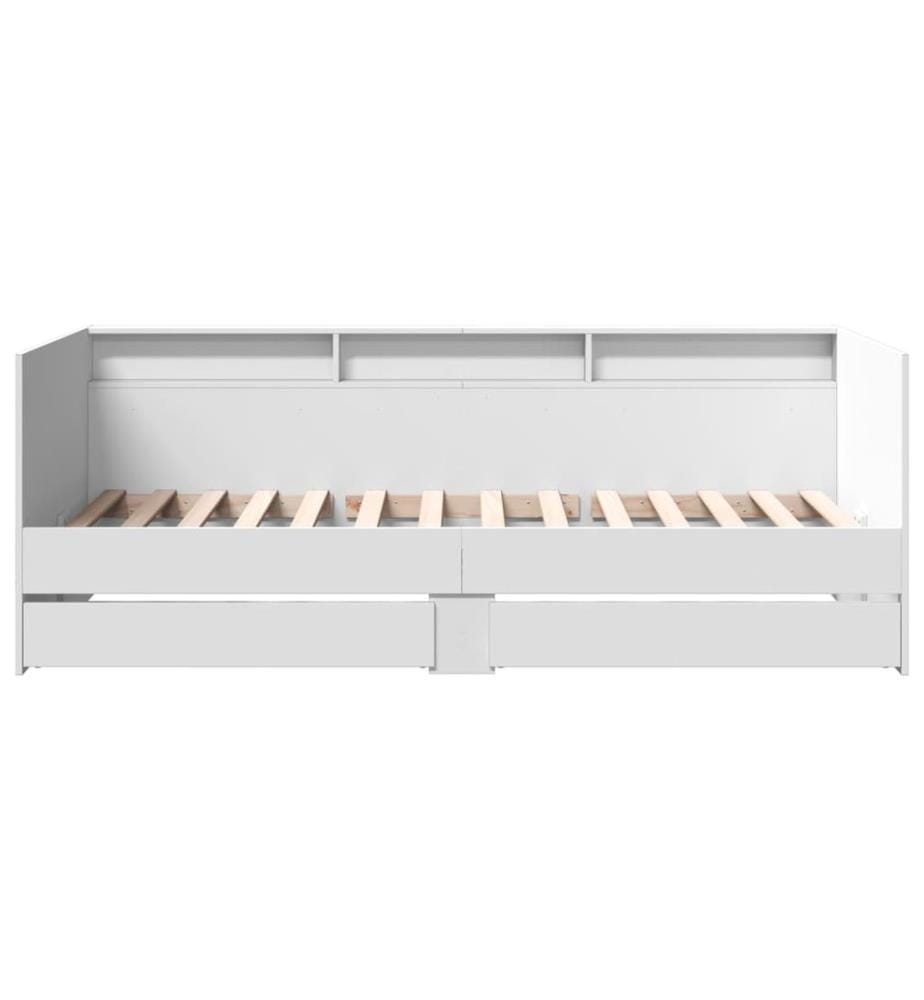 Lit de jour avec tiroirs sans matelas blanc 90x190 cm