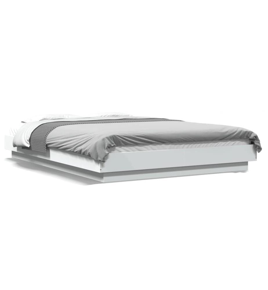 Cadre de lit avec lumières LED sans matelas blanc 140x200 cm