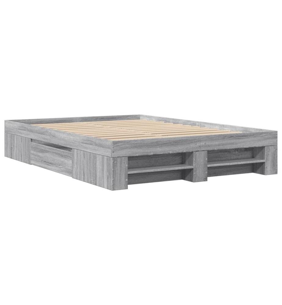 Cadre de lit sans matelas sonoma gris 140x190 cm