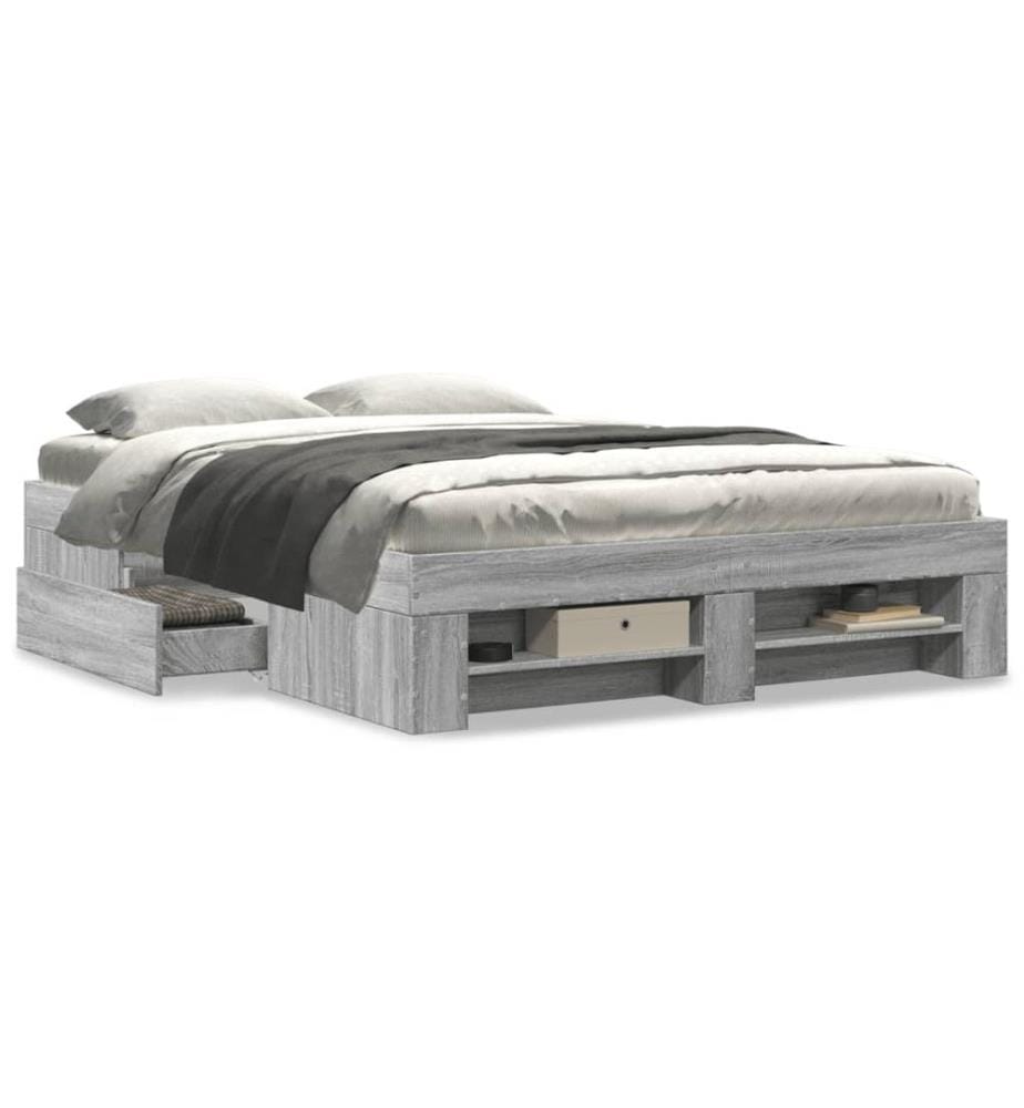 Cadre de lit sans matelas sonoma gris 140x190 cm