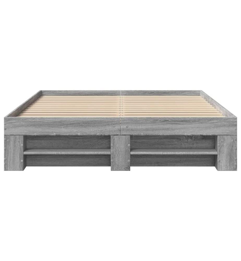 Cadre de lit sans matelas sonoma gris 140x190 cm