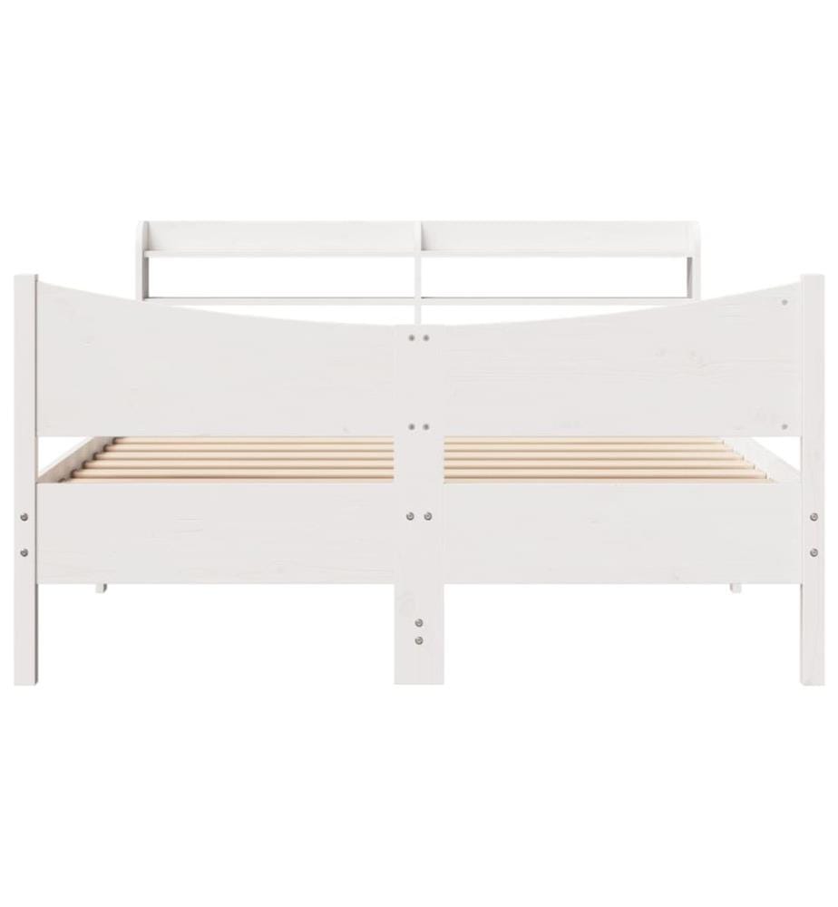 Cadre de lit avec tête de lit blanc 160x200 cm bois pin massif