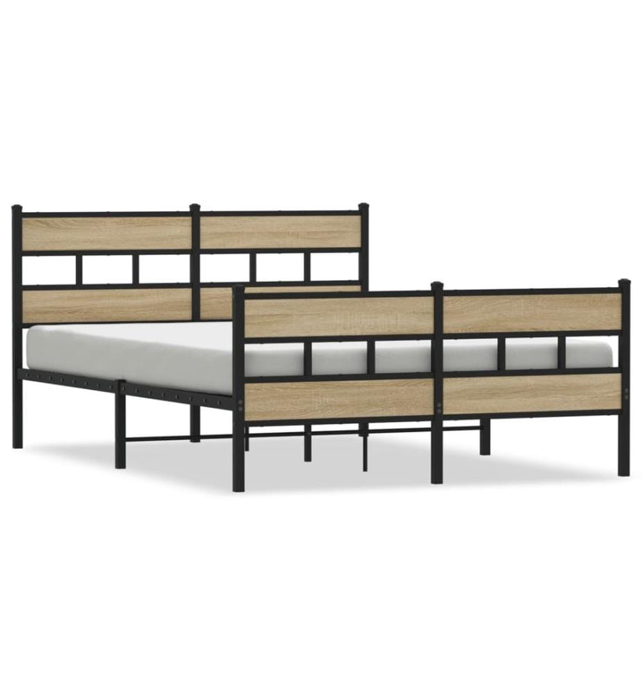 Cadre de lit en métal sans matelas chêne sonoma 160x200 cm