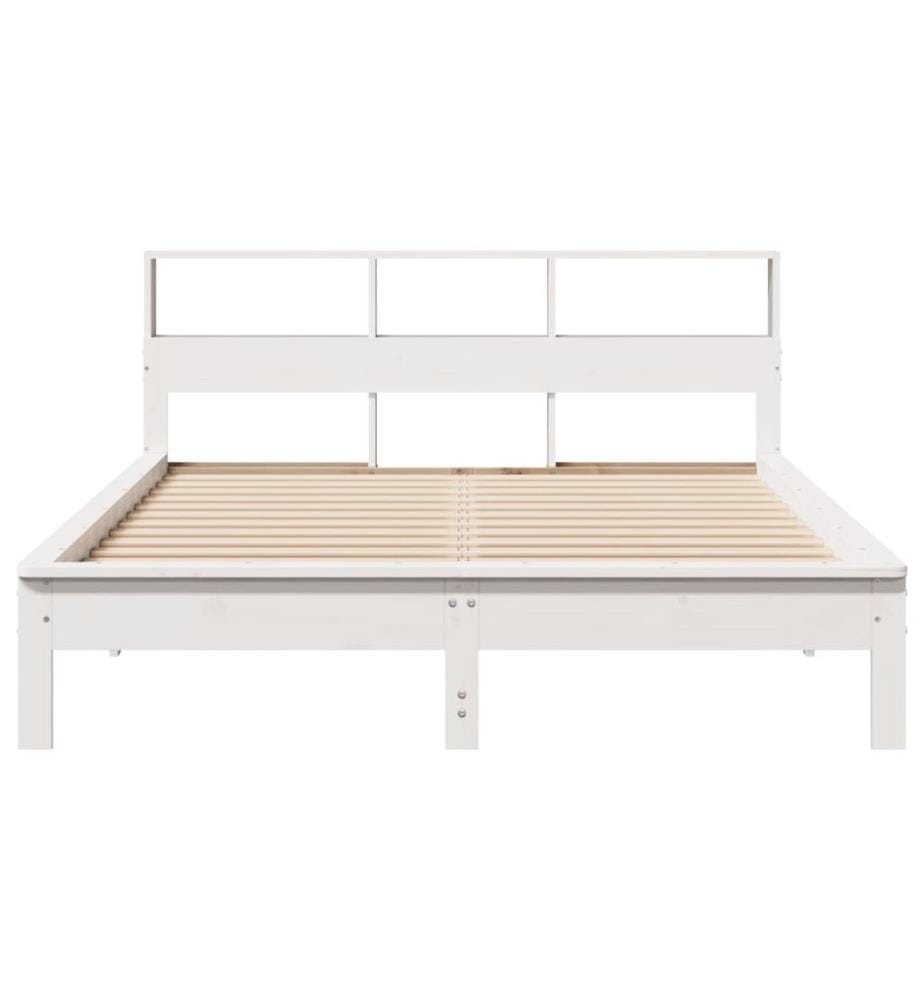 Cadre de lit sans matelas blanc 160x200 cm bois de pin massif