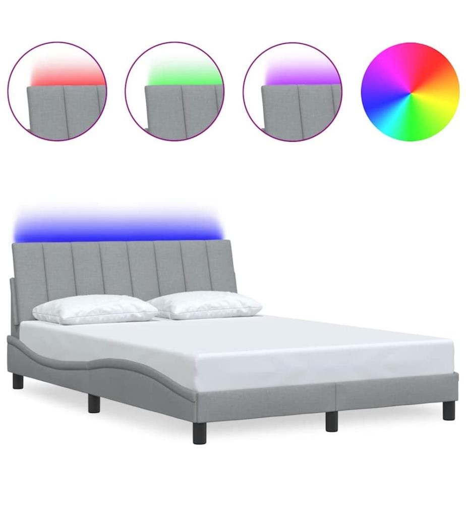 Cadre de lit sans matelas Hanko gris clair 120x200 cm tissu