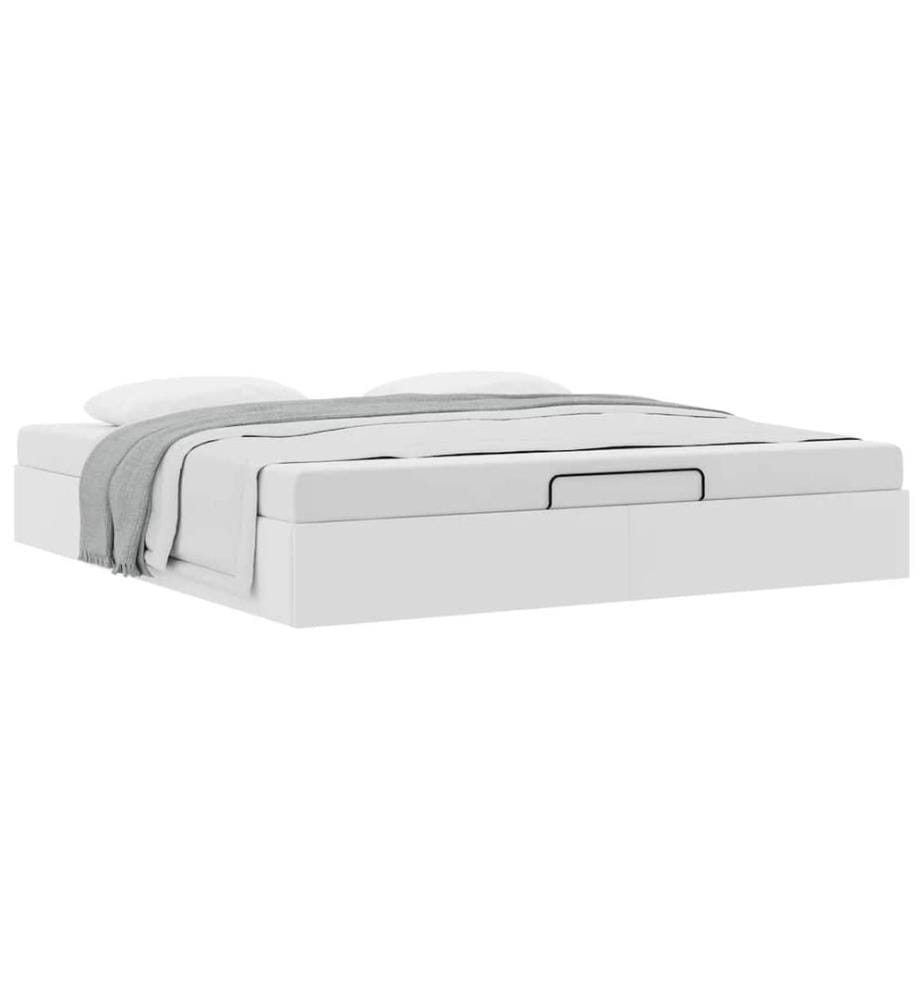 Ottoman-Bett ohne Matratze Weiss 160x200 cm Kunstleder