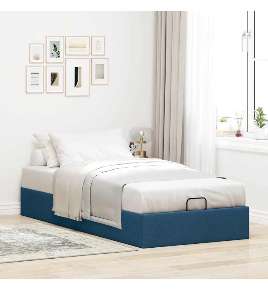 Ottoman-Bett ohne Matratze Blau 90x200 cm Stoff