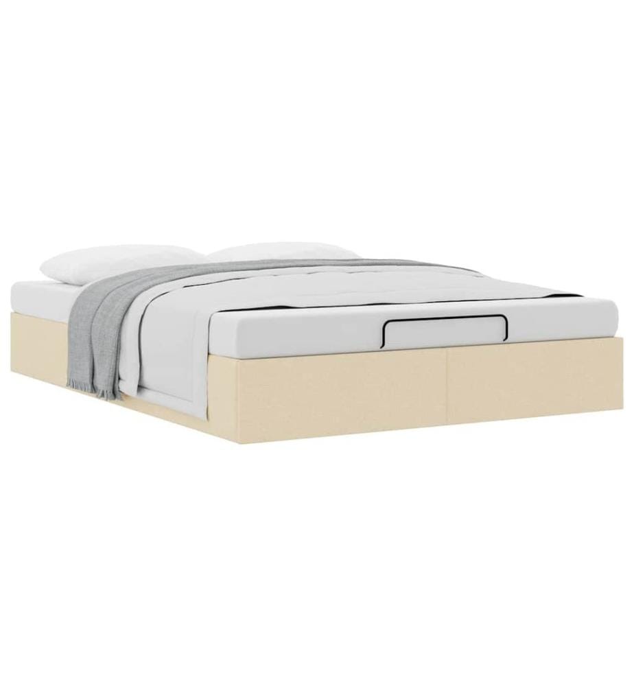 Cadre de lit ottoman sans matelas crème 140x200 cm tissu