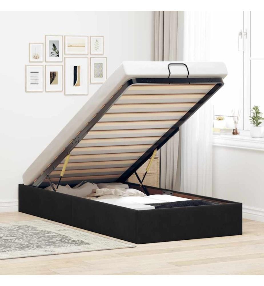 Ottoman-Bett ohne Matratze Schwarz 90x200 cm Samt