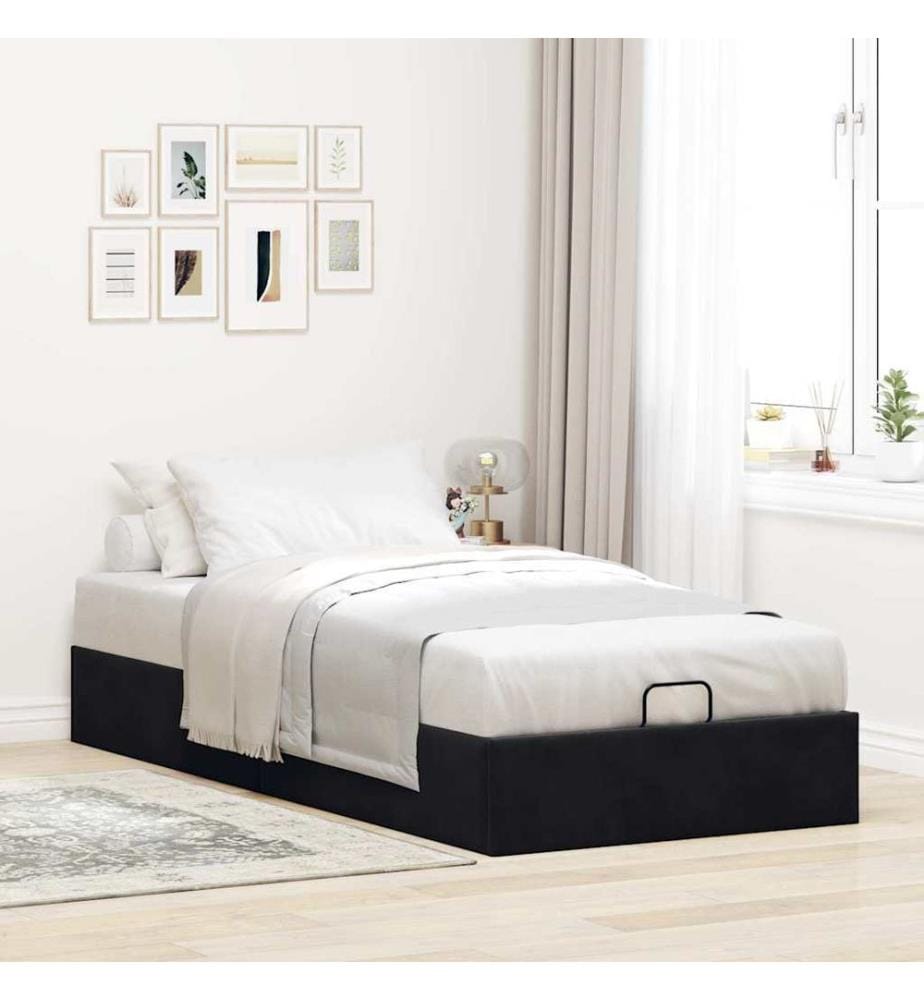 Ottoman-Bett ohne Matratze Schwarz 90x200 cm Samt